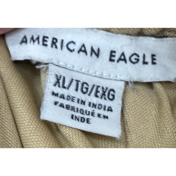 American Eagle Linen Blend Paperbag Pants XL Tan Wide Leg Belted - Picture 3 of 9